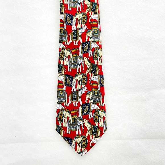 Rene Chagal Handmade Necktie Silk Circus Elephants Design L59" - Picture 4 of 14
